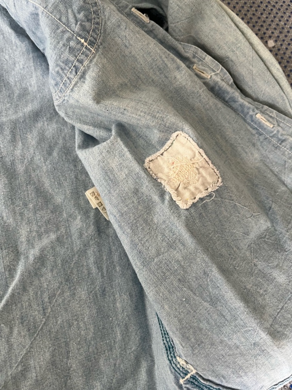 Vintage Light Wash Denim Shirt - Women's Light Blue Casual Button-Up - Picture 10 of 12
